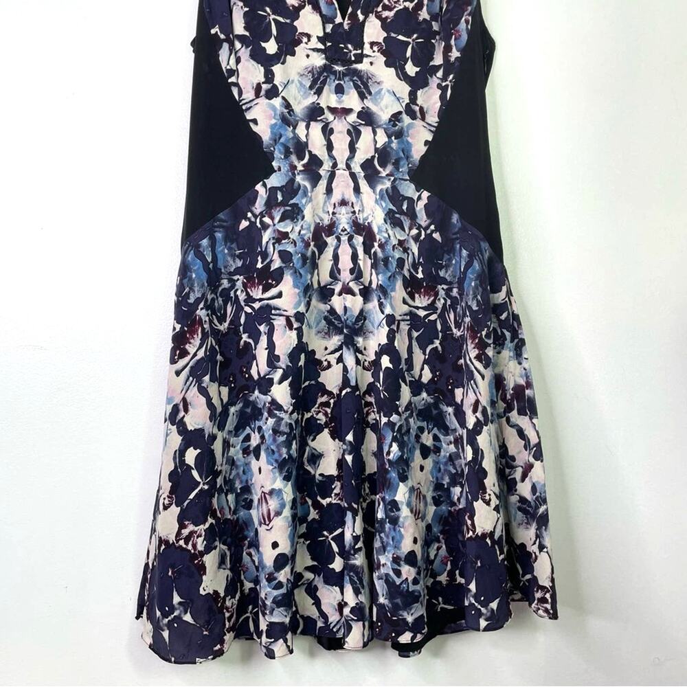 Rebecca Taylor 100% Silk Dress Abstract Print Blue Black Maroon 8 - Picture 6 of 10